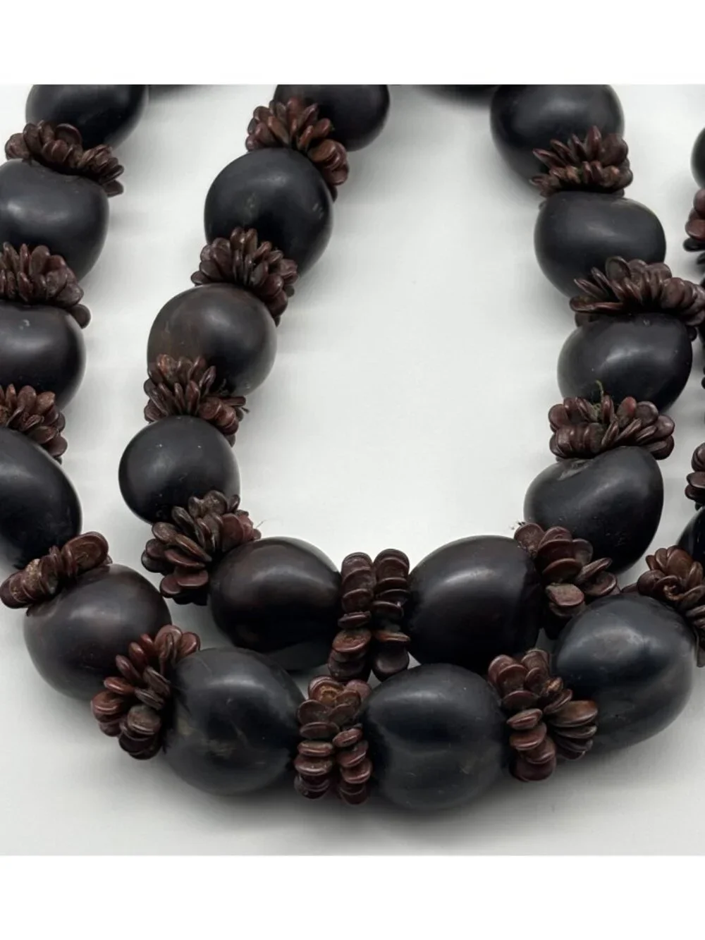 Vintage Hawaiian Lei Kukui Nut And Seeds Necklace With Ribbon Closure, Hand-Made - Picture 16 of 16